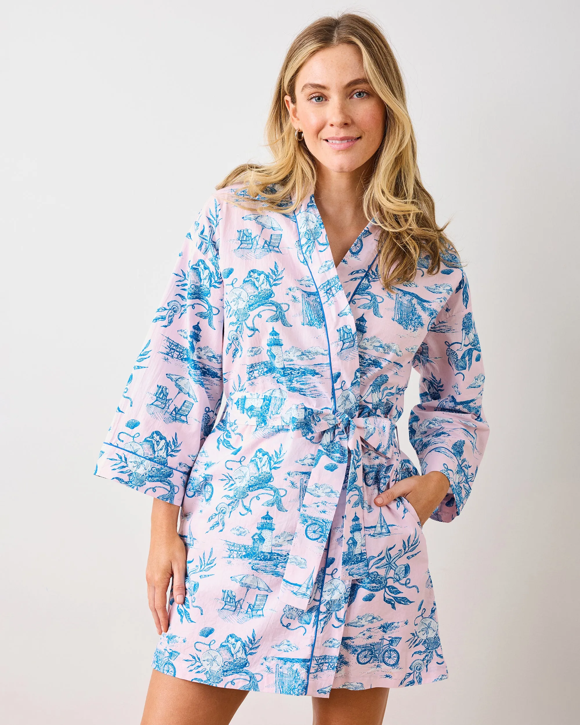 Mermaid Toile - Getting Ready Robe - Blush