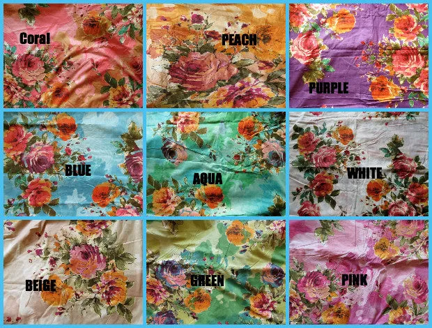 Mismatched Large Floral Blossom Patterned Bridesmaids Robes in Jewel Tones