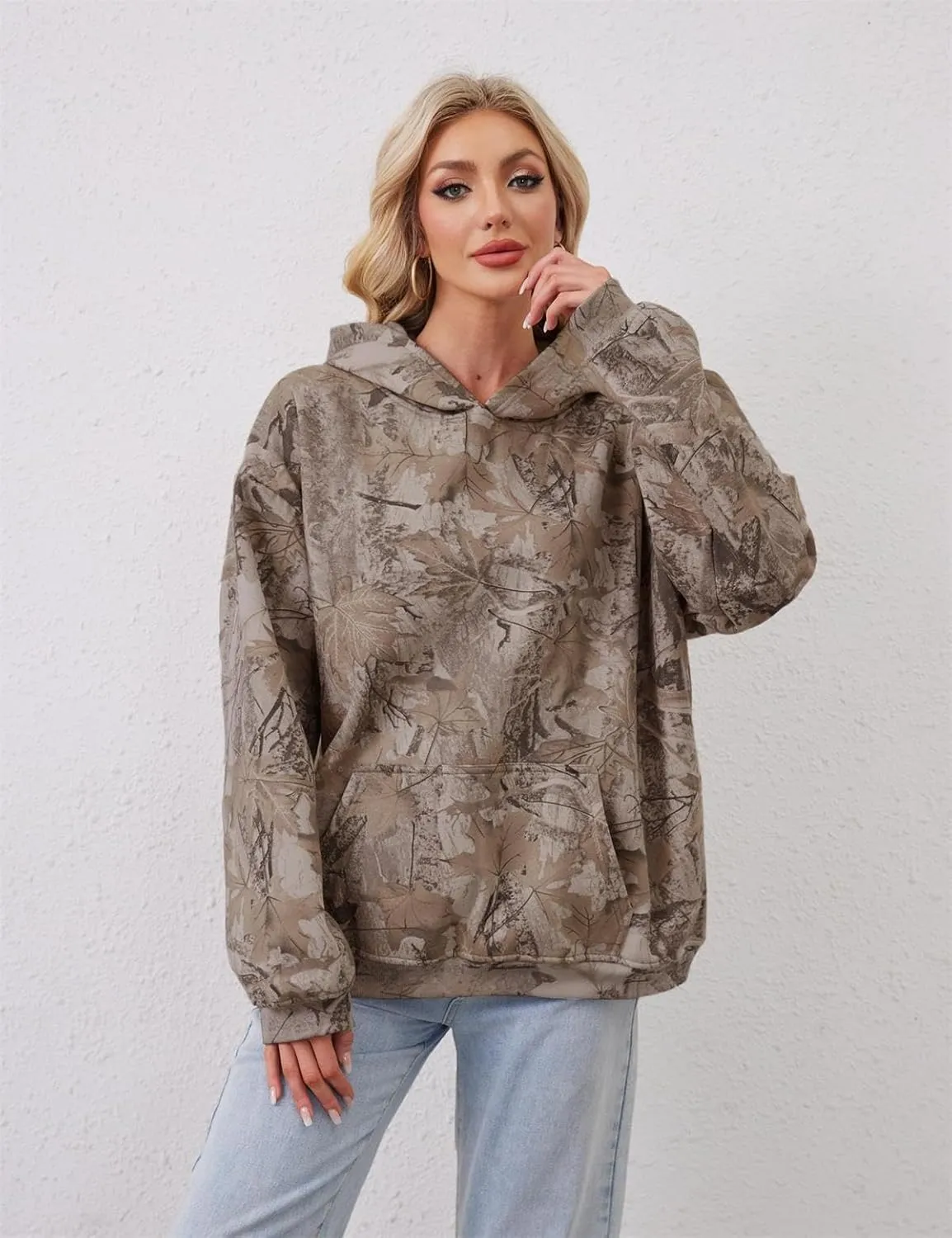 Oversized Leopard Print Hoodie for Women Men Long Sleeve Hooded Sweatshirts Cute Pullover with Pocket