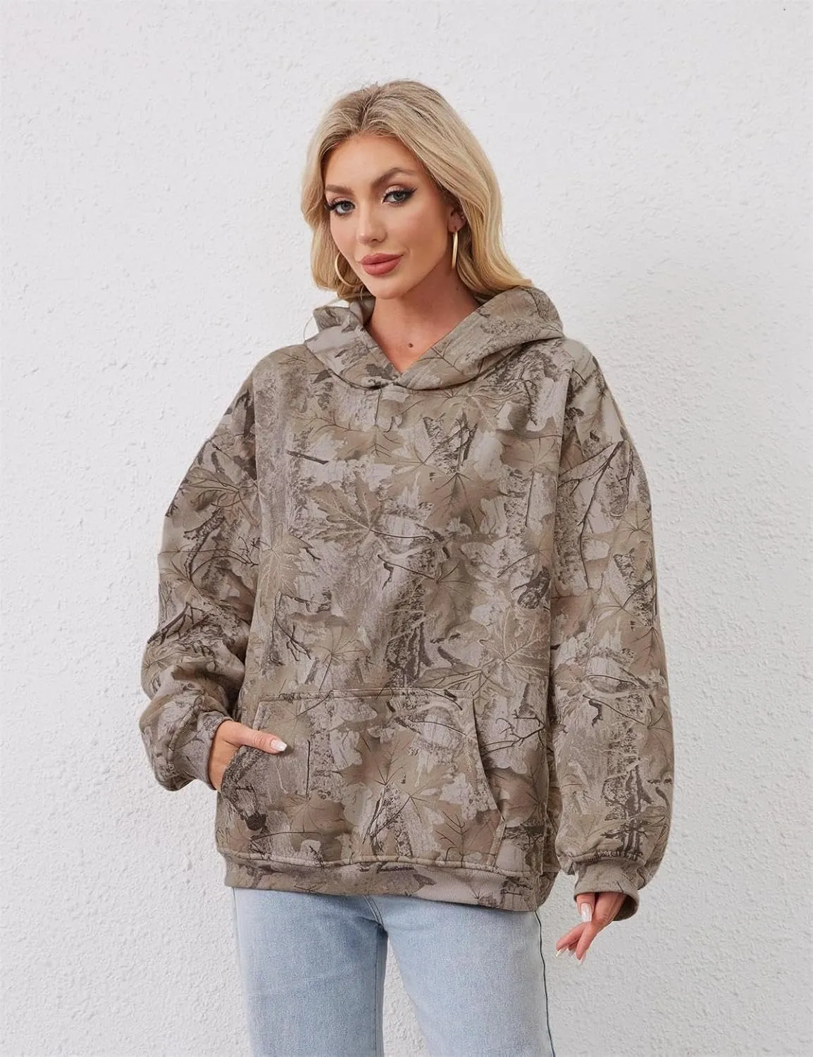 Oversized Leopard Print Hoodie for Women Men Long Sleeve Hooded Sweatshirts Cute Pullover with Pocket