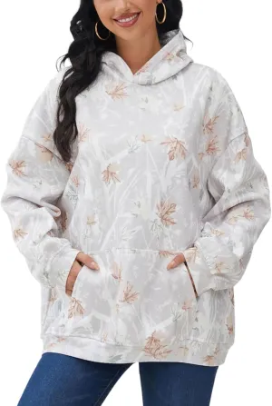 Oversized Leopard Print Hoodie for Women Men Long Sleeve Hooded Sweatshirts Cute Pullover with Pocket
