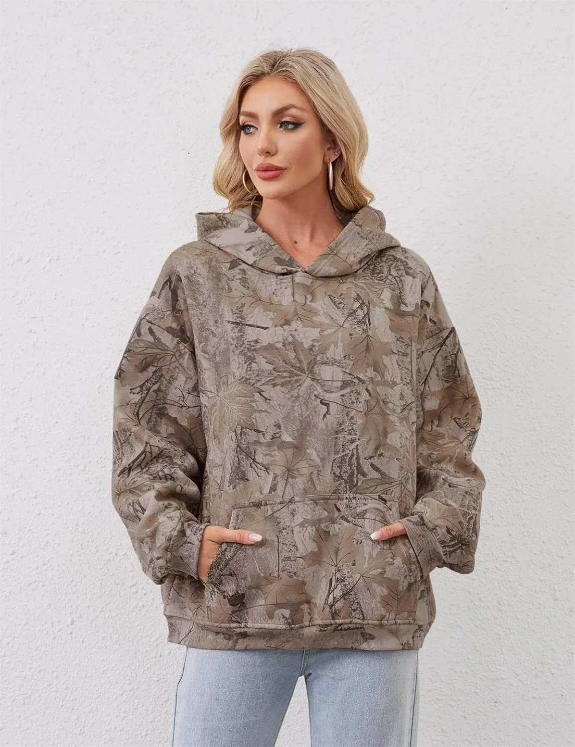 Oversized Leopard Print Hoodie for Women Men Long Sleeve Hooded Sweatshirts Cute Pullover with Pocket