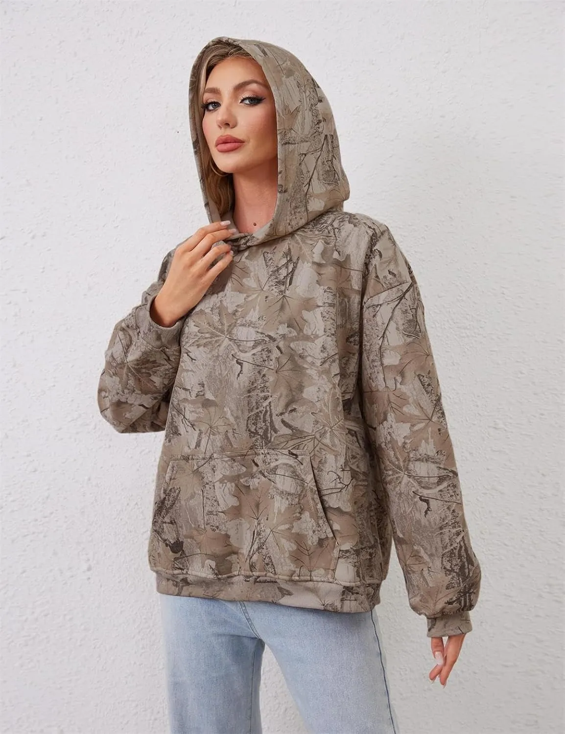 Oversized Leopard Print Hoodie for Women Men Long Sleeve Hooded Sweatshirts Cute Pullover with Pocket