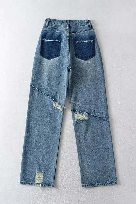PA140 Ripped Cutout Denim Jeans
