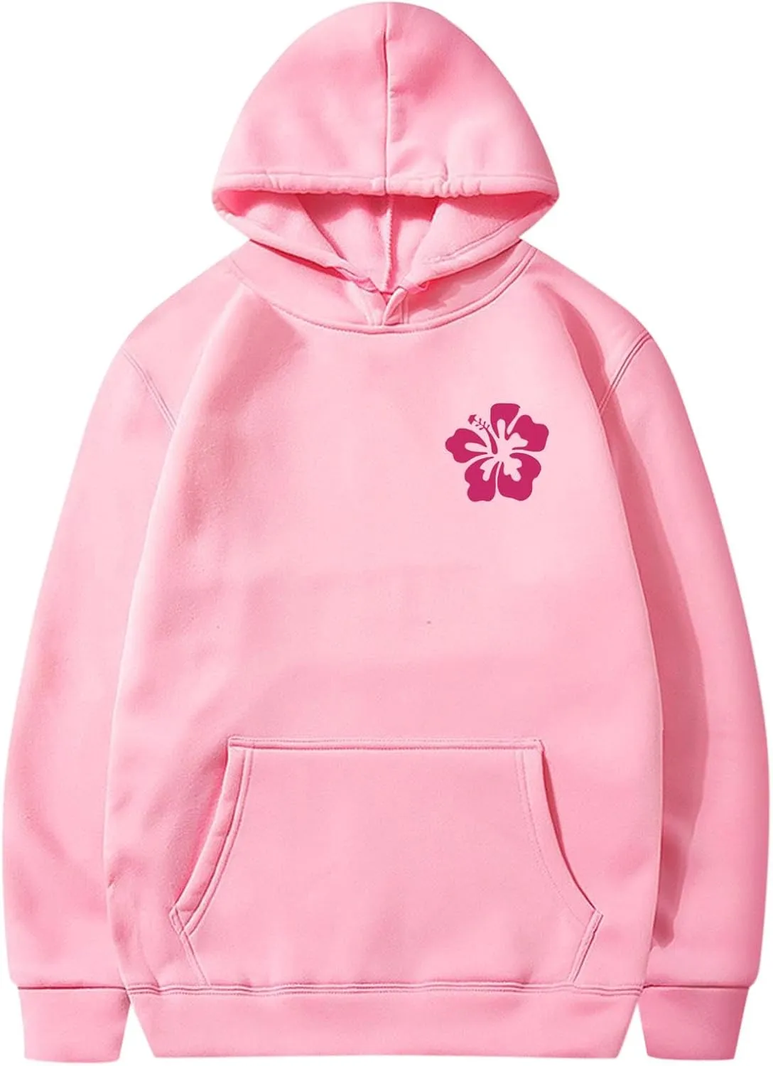 Pink Hoodie Oversized Sweatshirt for Women Teen Girls Letter Graphic Long Sleeve Drawstring Pullover Y2k Hoodies