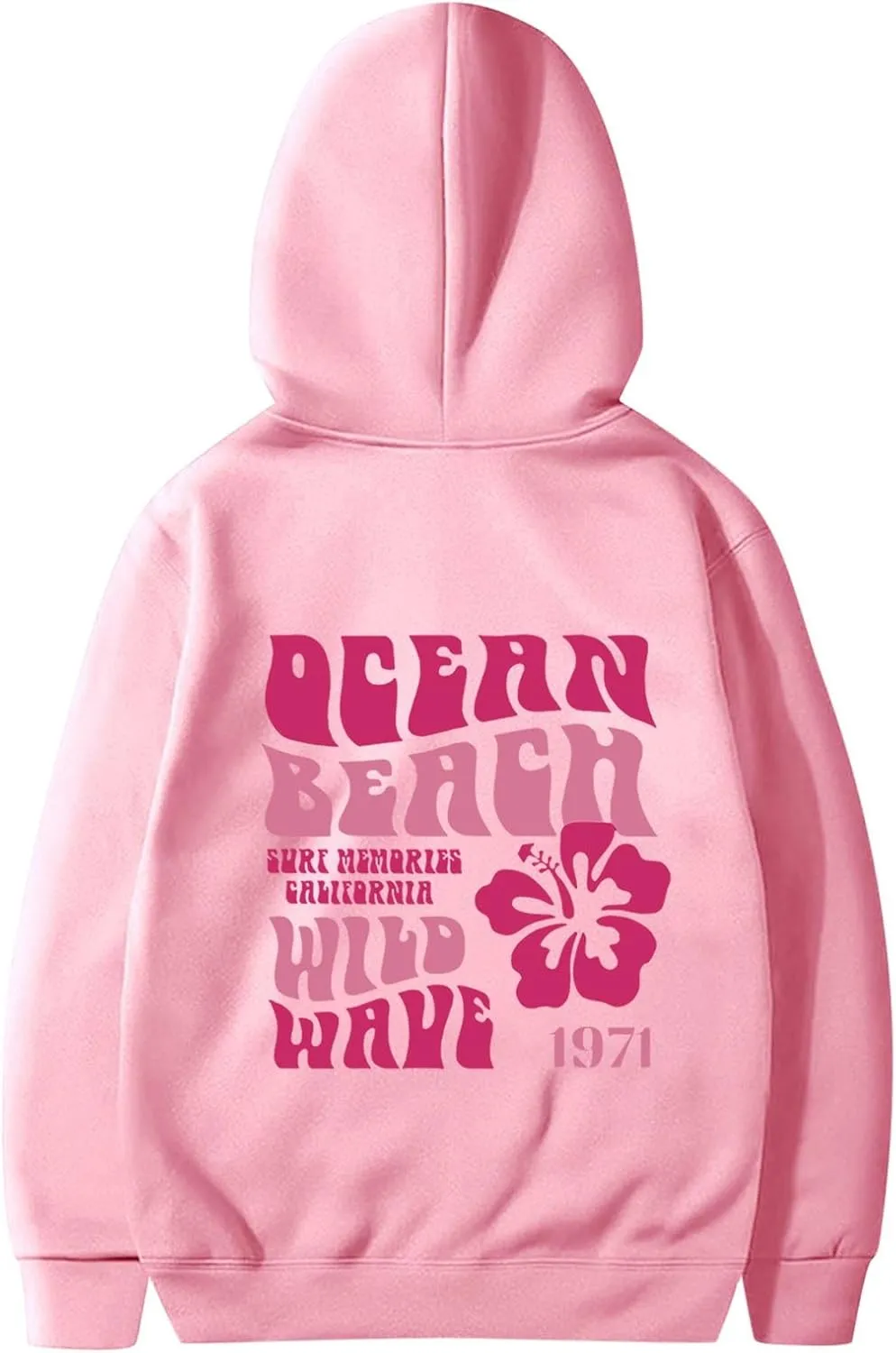 Pink Hoodie Oversized Sweatshirt for Women Teen Girls Letter Graphic Long Sleeve Drawstring Pullover Y2k Hoodies