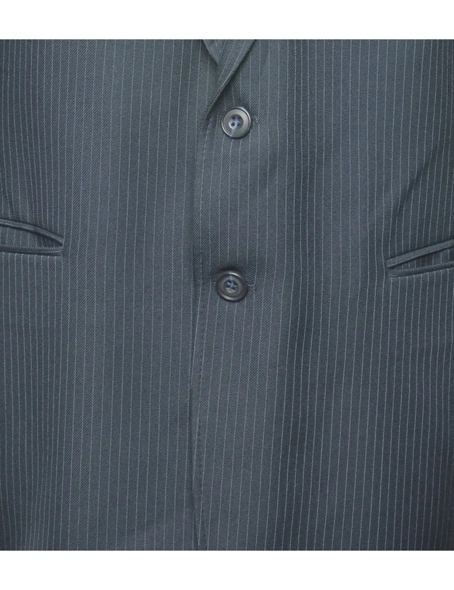 Pinstriped Navy Blazer - L