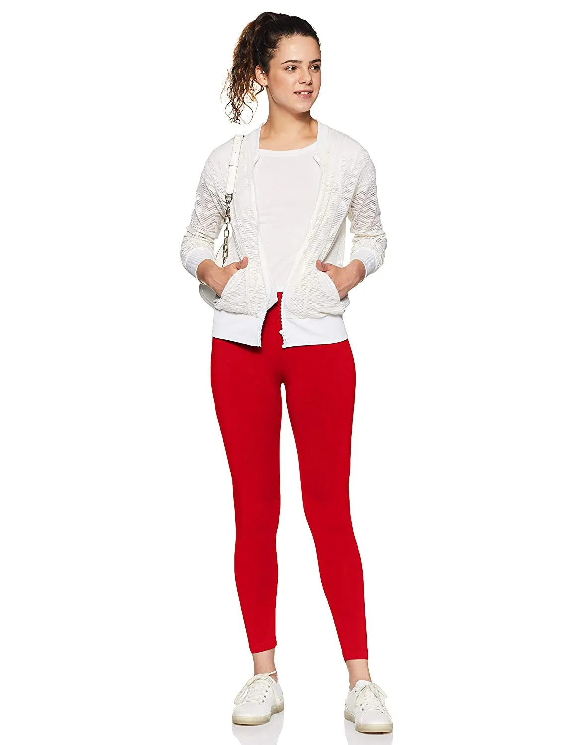 Red Cotton Leggings for Woman