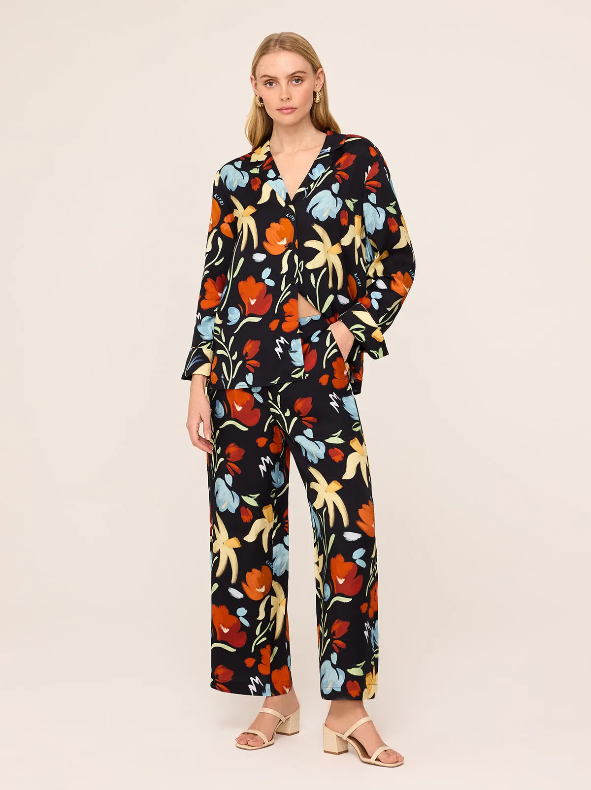 Romina Primary Floral Print Trousers