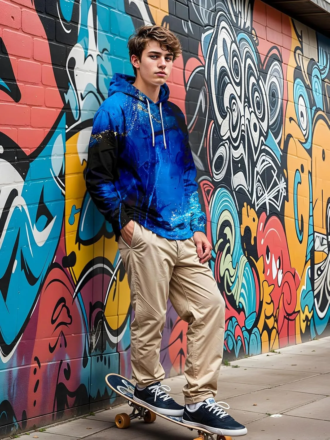 sanatty Unisex Hoodies 3D Print Galaxy Pullover Hooded Sweatshirt Hoodies with Big Pockets for Teen Men, Teen Boy, Women