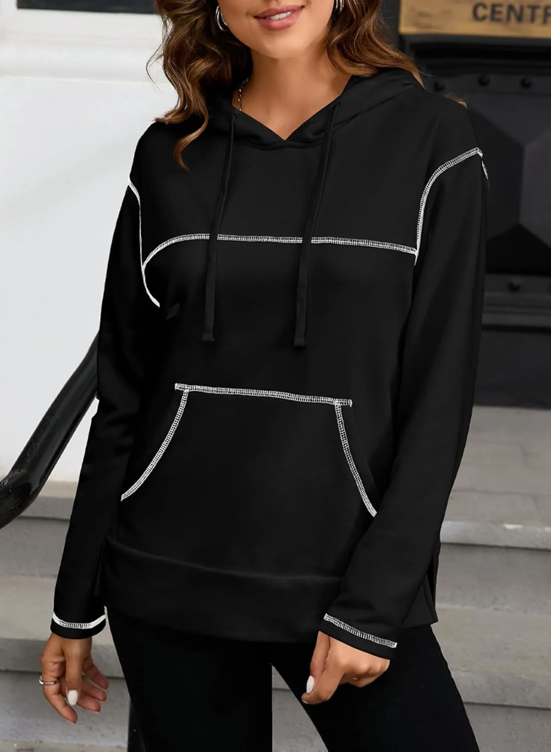 SHEWIN Hoodies For Women Causal Oversized Sweatshirt Loose Long Sleeve Tops Fall Fashion 2024