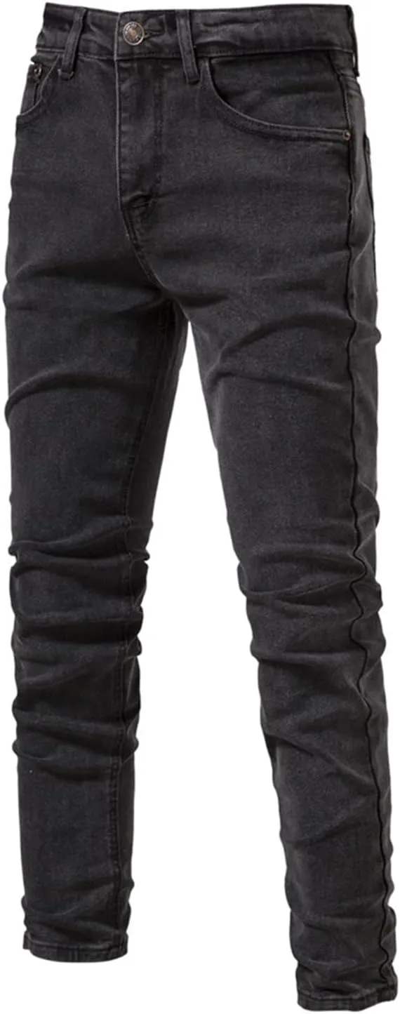Thatrich Skinny Jeans for Men Low Stretch Slim Fit Wash Denim Jeans Casual Fashion Pants Streetwear Outdoor Straight Fit Pant