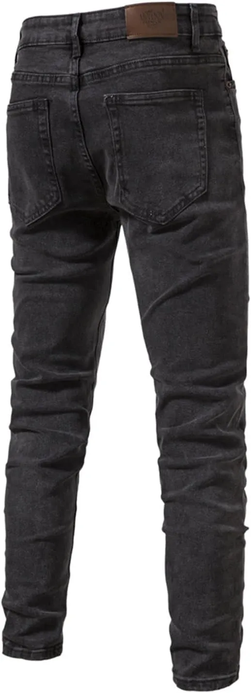 Thatrich Skinny Jeans for Men Low Stretch Slim Fit Wash Denim Jeans Casual Fashion Pants Streetwear Outdoor Straight Fit Pant