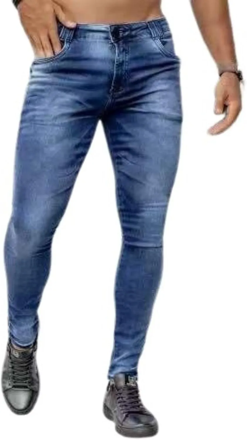 Thatrich Skinny Jeans for Men Stretch Slim Fit Moto Biker Jeans Straight Leg Denim Pants Casual Fashion Streetwear Trousers