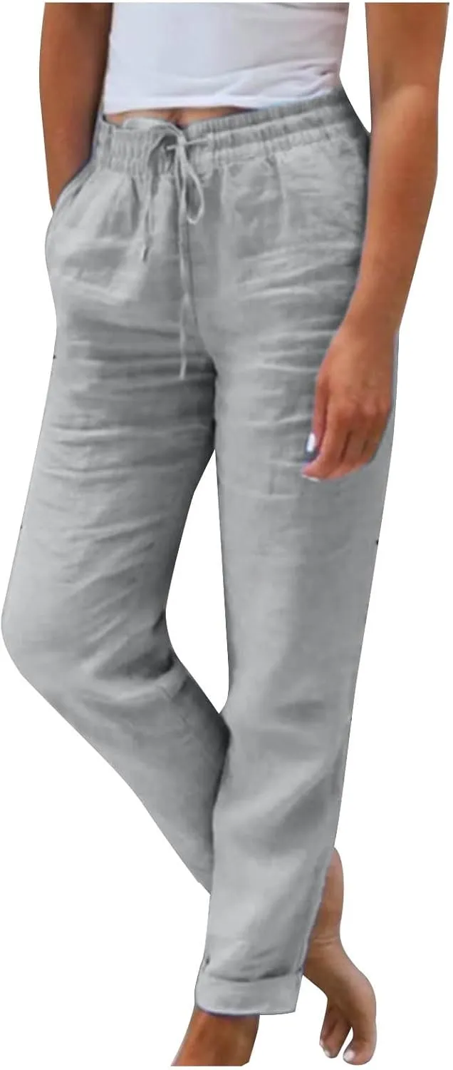 Trousers Pants for Women Comfy Lounge Pants Drawstring Casual Summer Pants Straight Leg Golf Pants Soft Travel Pants