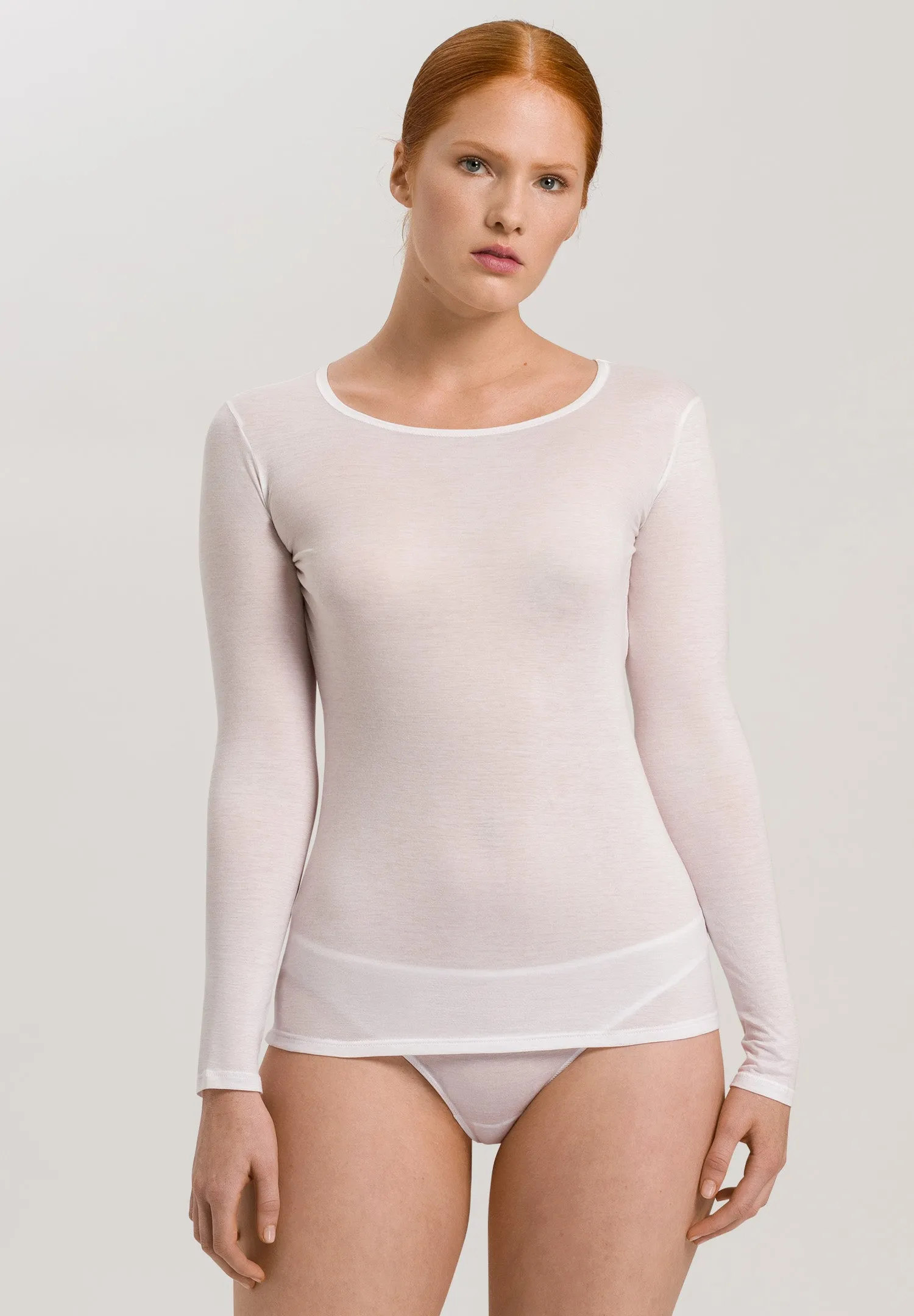 Ultralight Fitted Cotton Round Neck Top | White 71829-101