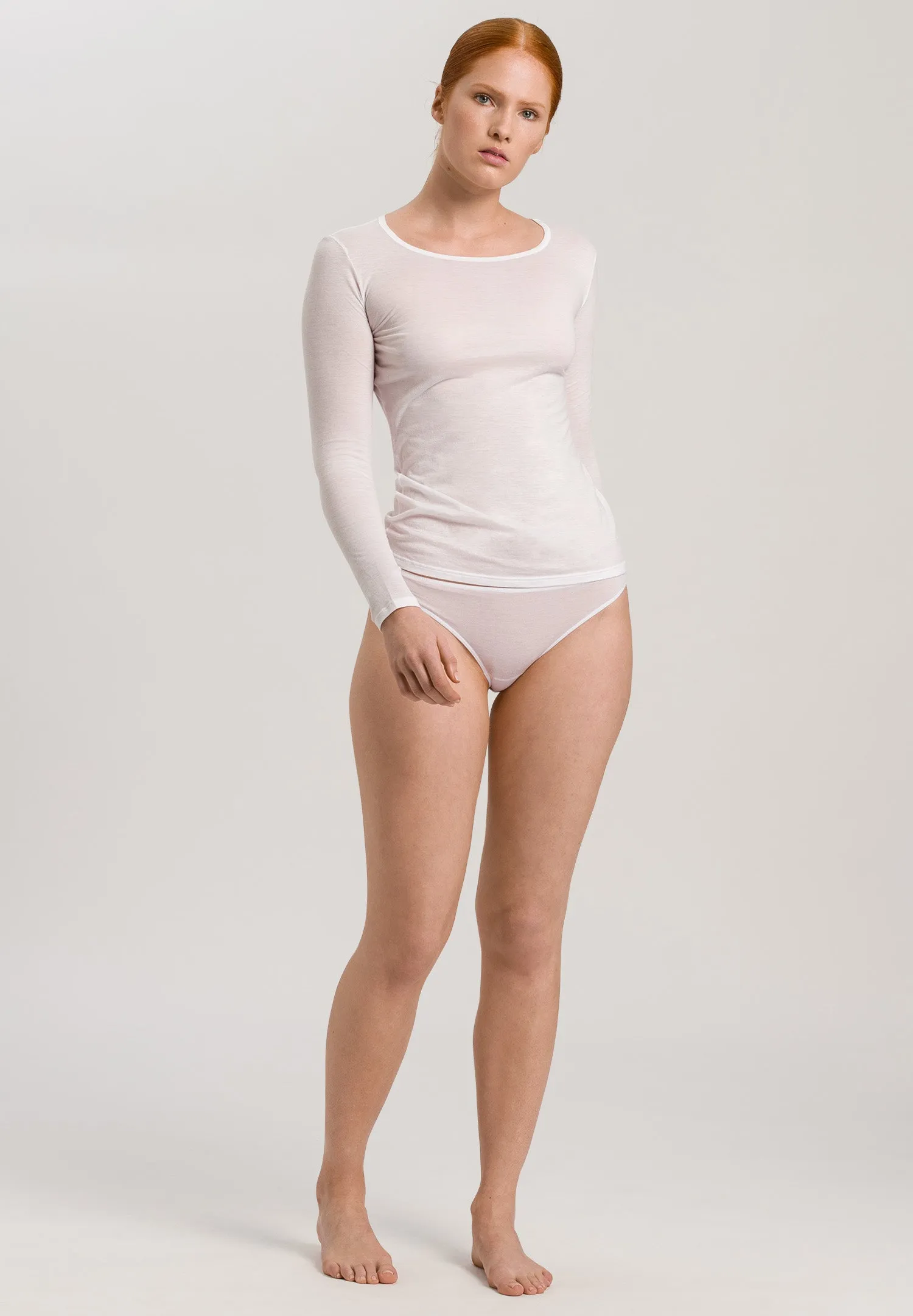 Ultralight Fitted Cotton Round Neck Top | White 71829-101