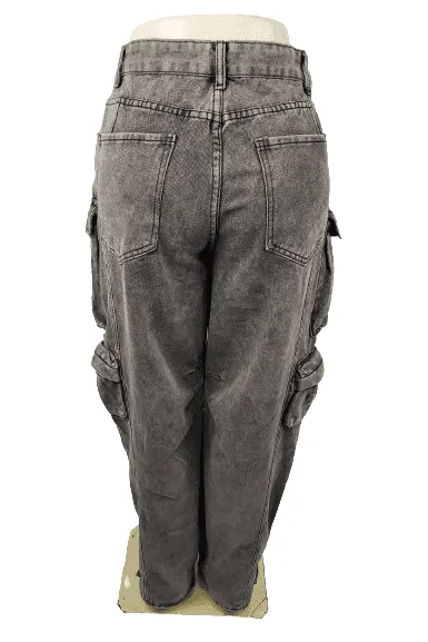 Unbranded women's black stonewashed cargo jeans size S