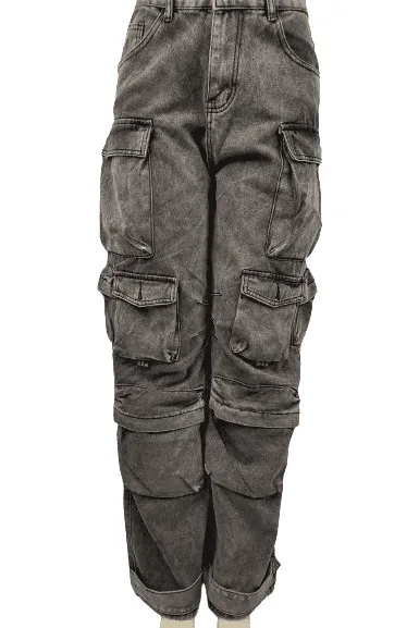 Unbranded women's black stonewashed cargo jeans size S
