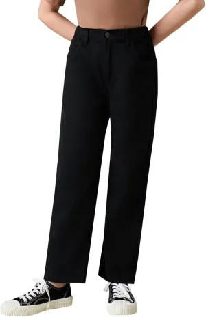 Verdusa Girl's Casual Elastic High Waist Wide Leg Denim Pants Jeans