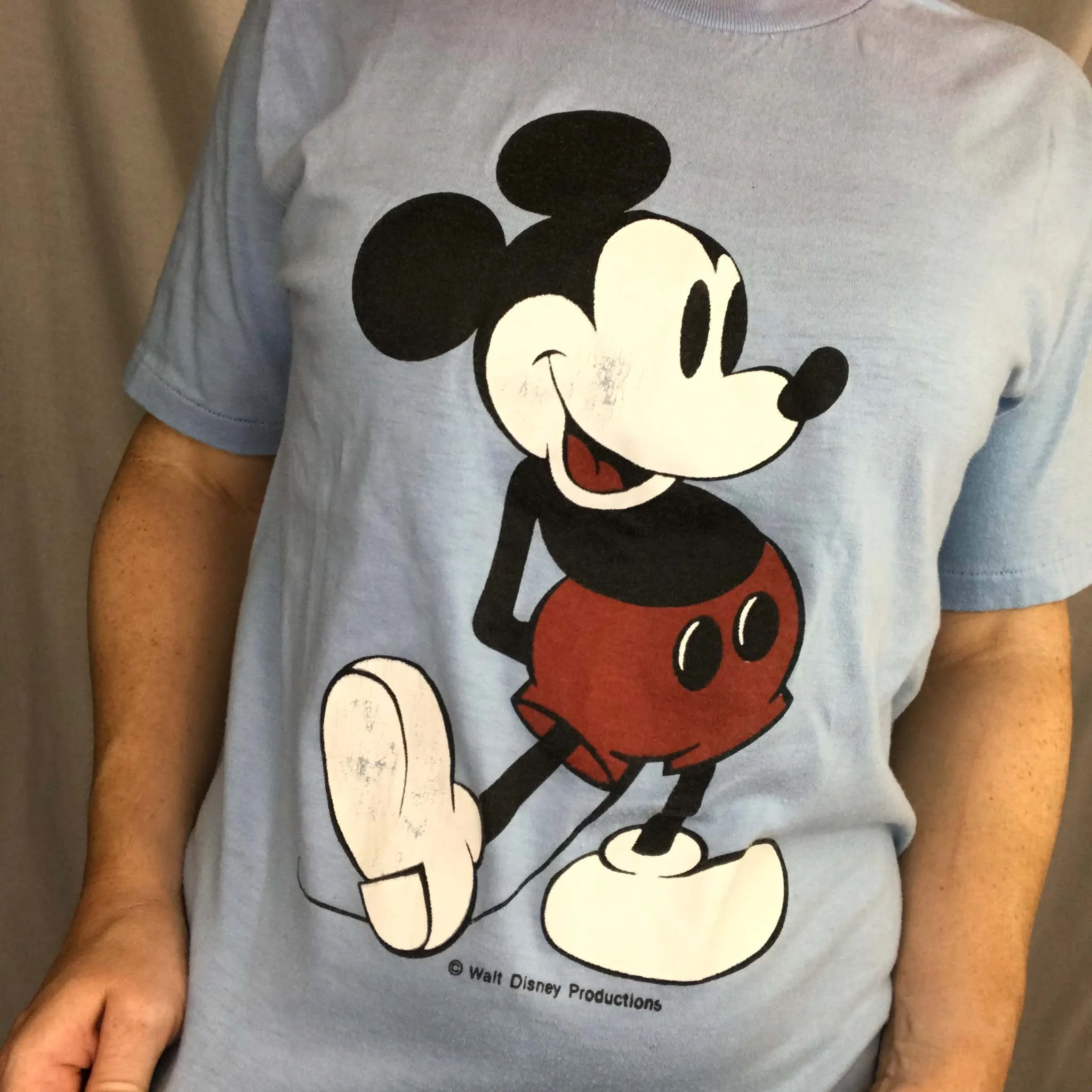 Vintage 80s 90s Blue Mickey Mouse Tee Soft Disneyland Single Stitch T Shirt M/L