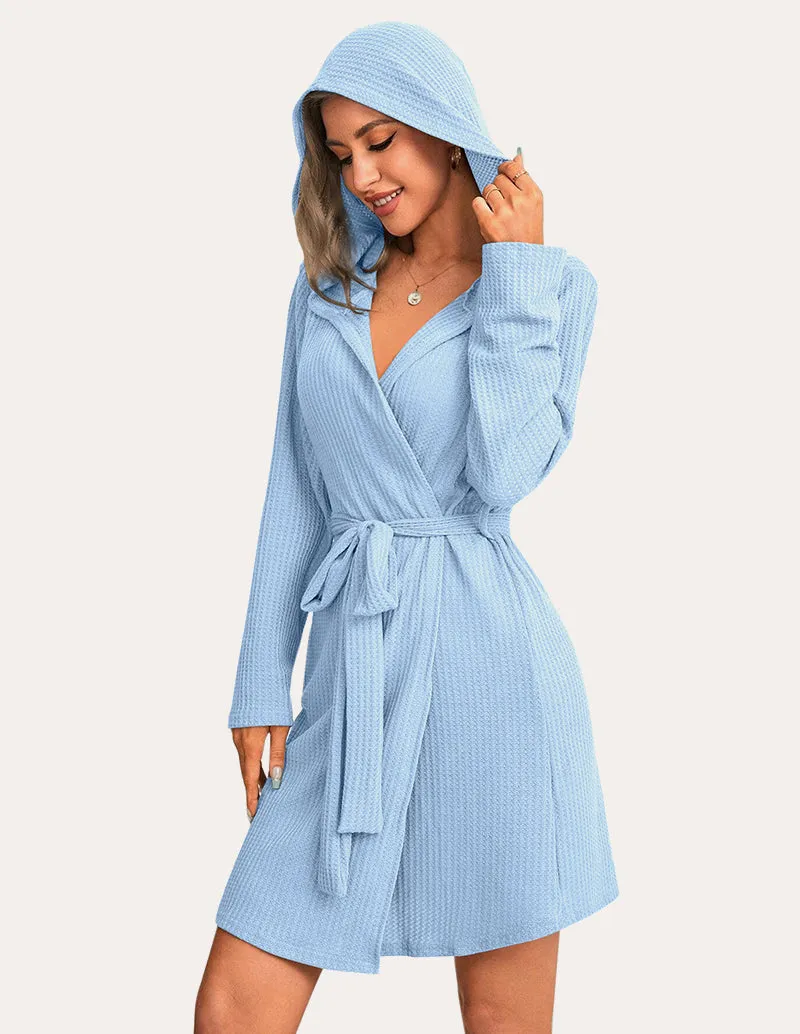 Waffle Knit Hooded Bathrobe (US Only)