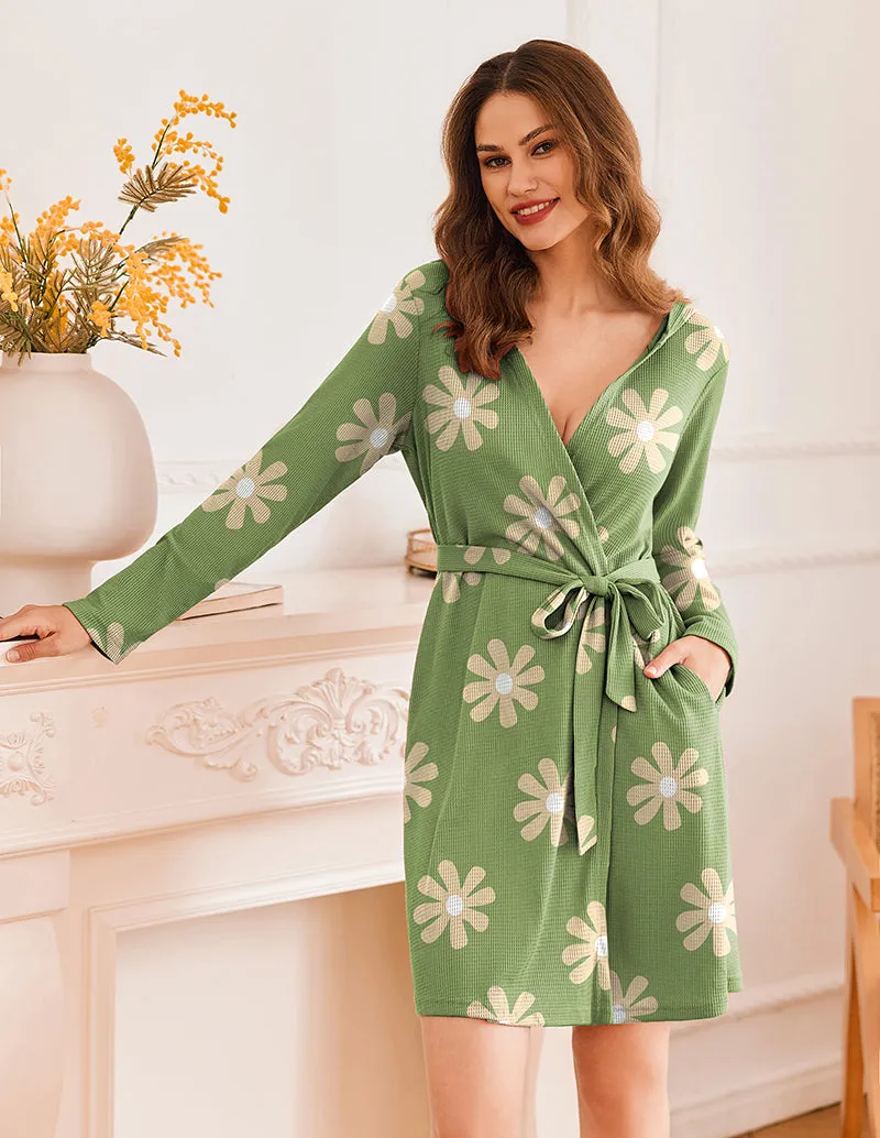 Waffle Knit Hooded Bathrobe (US Only)