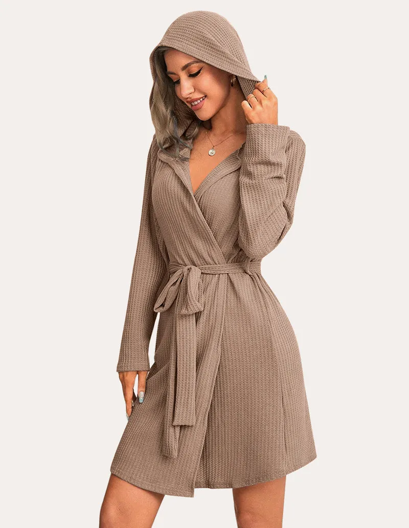 Waffle Knit Hooded Bathrobe (US Only)