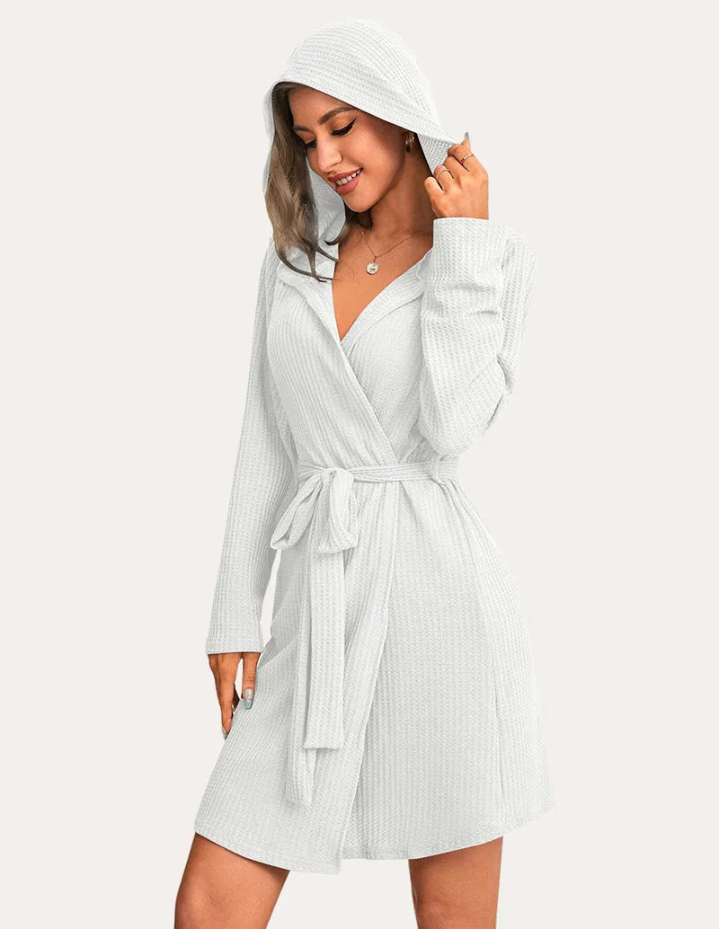 Waffle Knit Hooded Bathrobe (US Only)