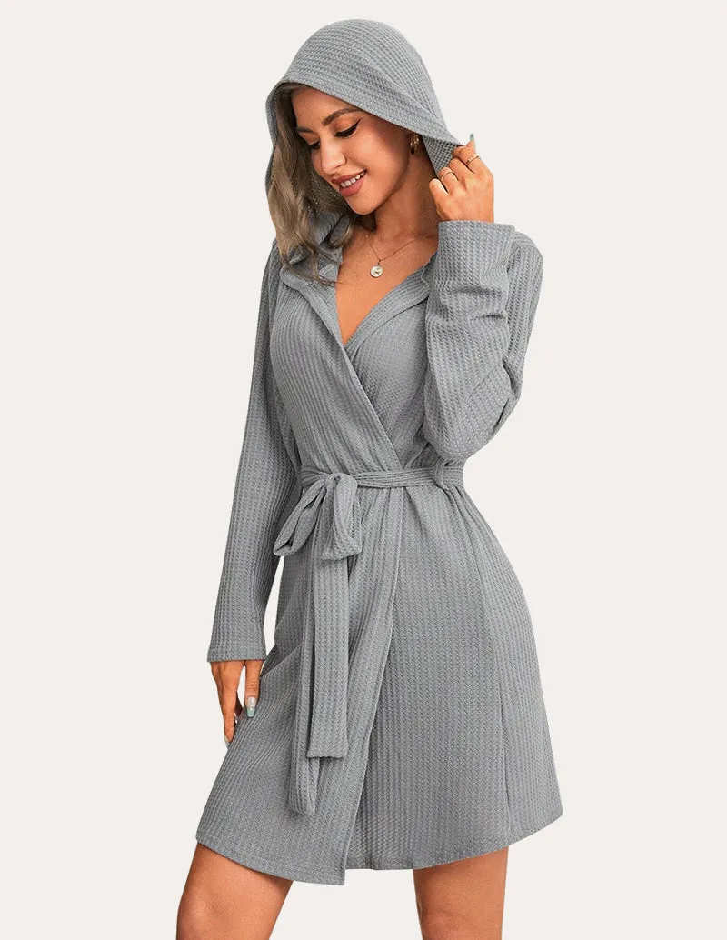 Waffle Knit Hooded Bathrobe (US Only)