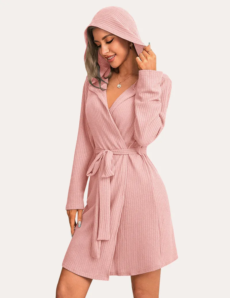 Waffle Knit Hooded Bathrobe (US Only)