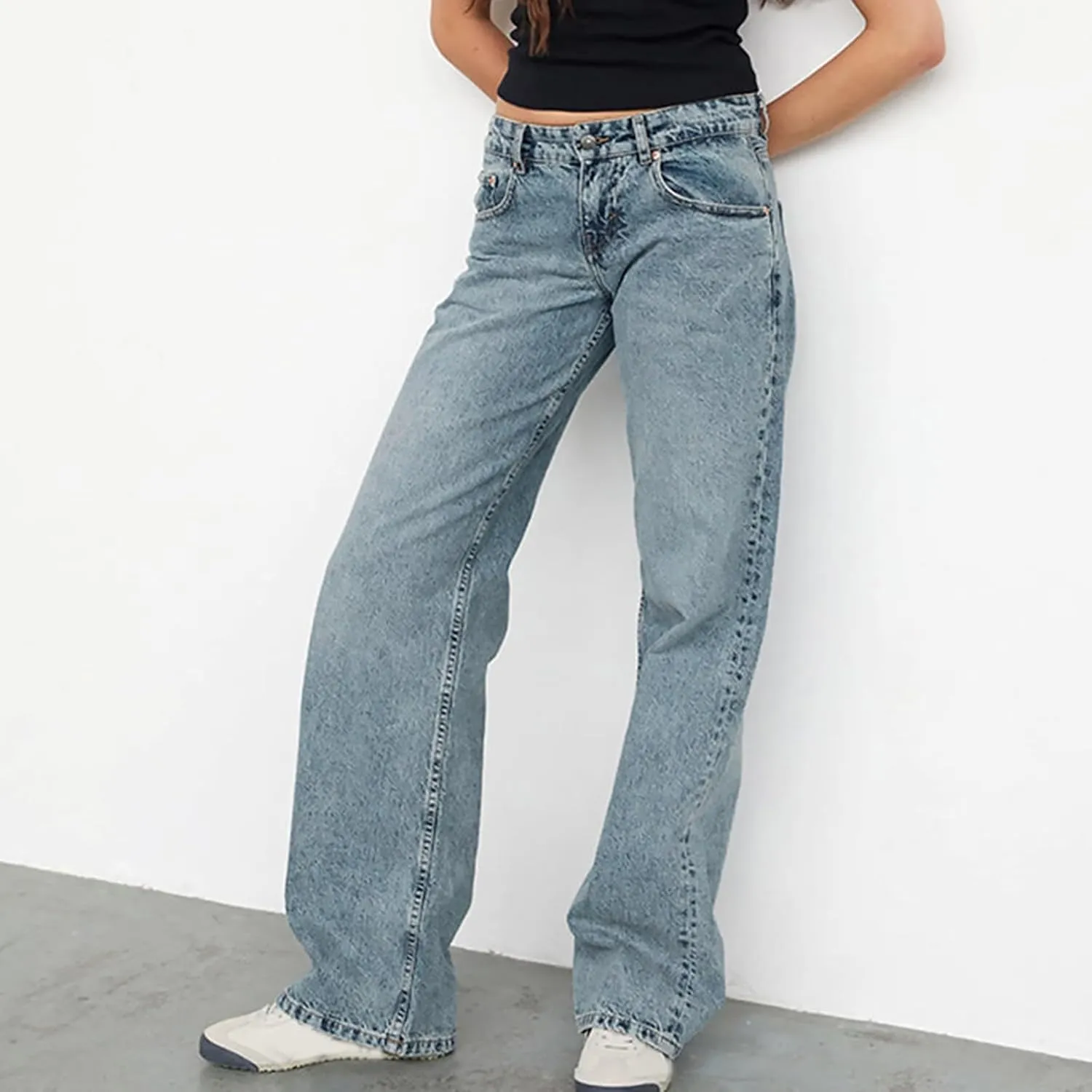 Wide Leg Jeans for Women Vintage High Waisted Trendy Button Fly Straight Wide Leg Denim Trousers Jeans with Pockets
