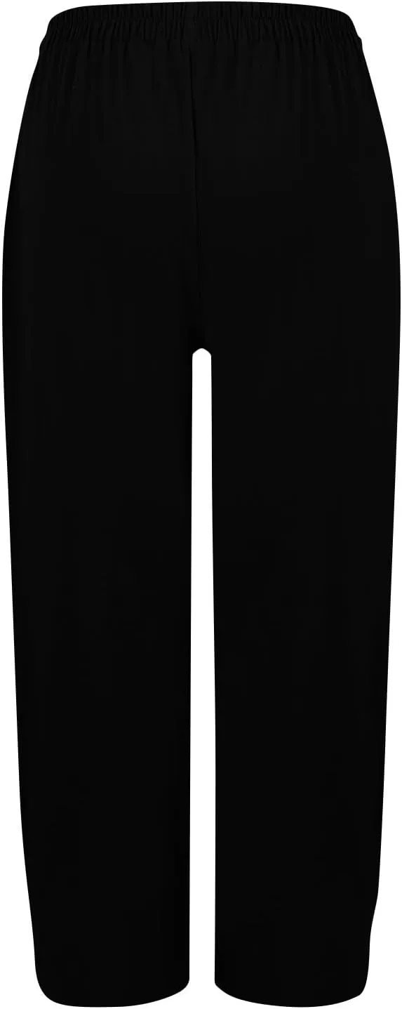 Women Linen Pants Summer High Waist Palazzo Pants Casual Wide Pant Comfy Tummy Control Trousers with Pockets (S-2Xl)