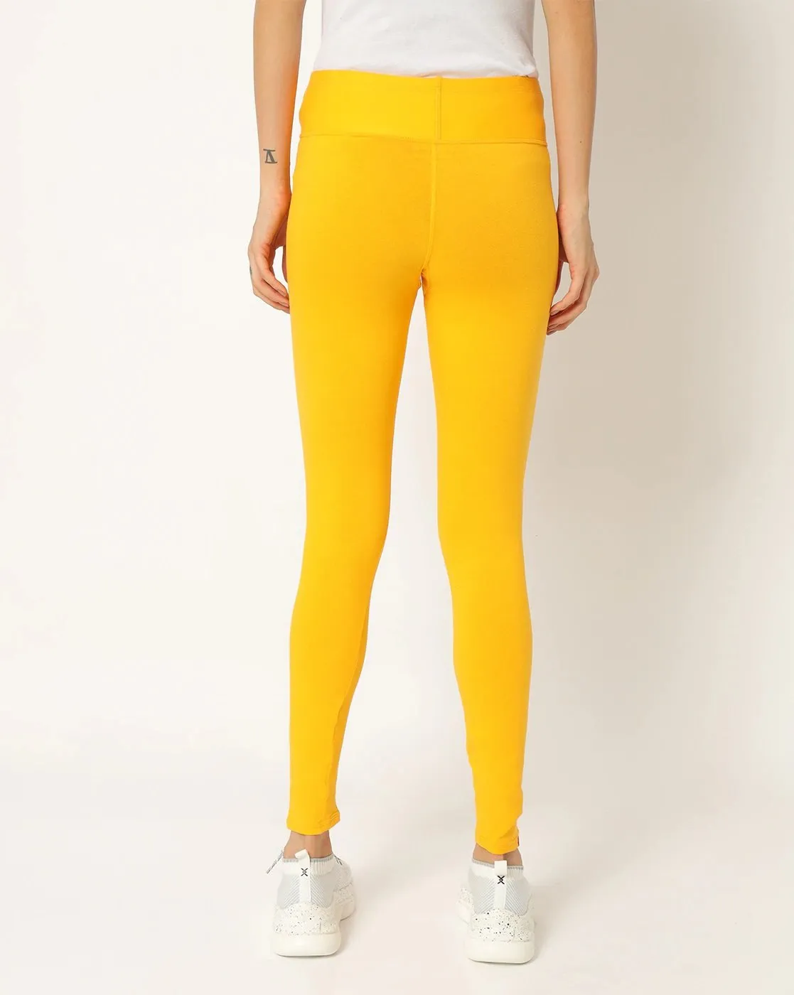 Women's Angle length Cotton Stretch Shapewear Legging Yellow