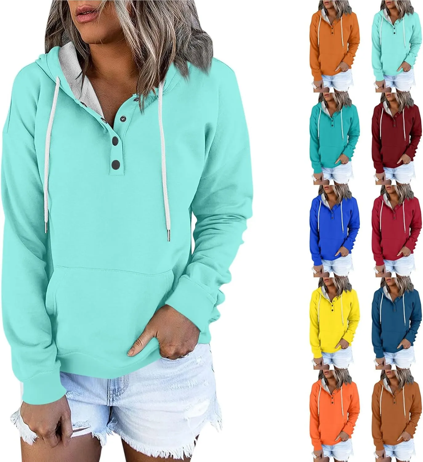 Women's Fashion Hoodies Long Sleeve Drawstring Hoodies for Women, Perfect Oversized Sweatshirts with Pocket
