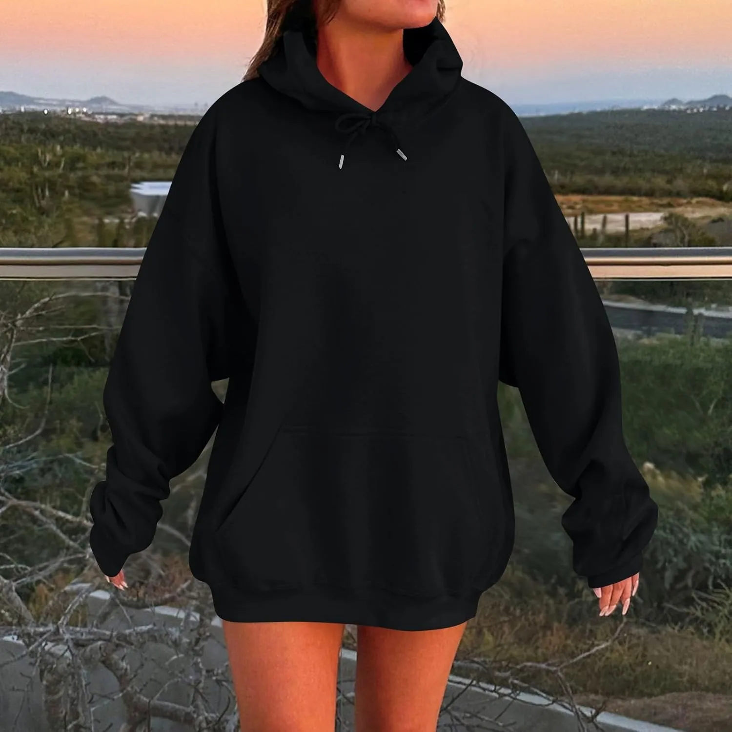 Womens Hoodies Baggy Fall Long Sleeve Plus Size Oversized Hoodie Comfy Cute Fleece Pullover Sweatshirts with Pockets