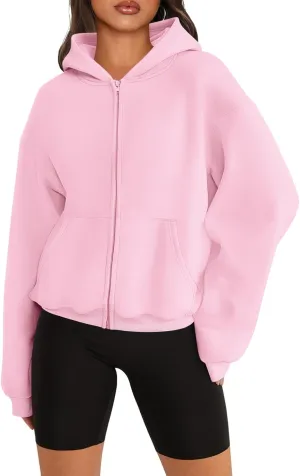 Womens Zip Up Hoodies Long Sleeve Sweatshirts Fleece Hooded Jacket Fall Outfits Clothes 2024