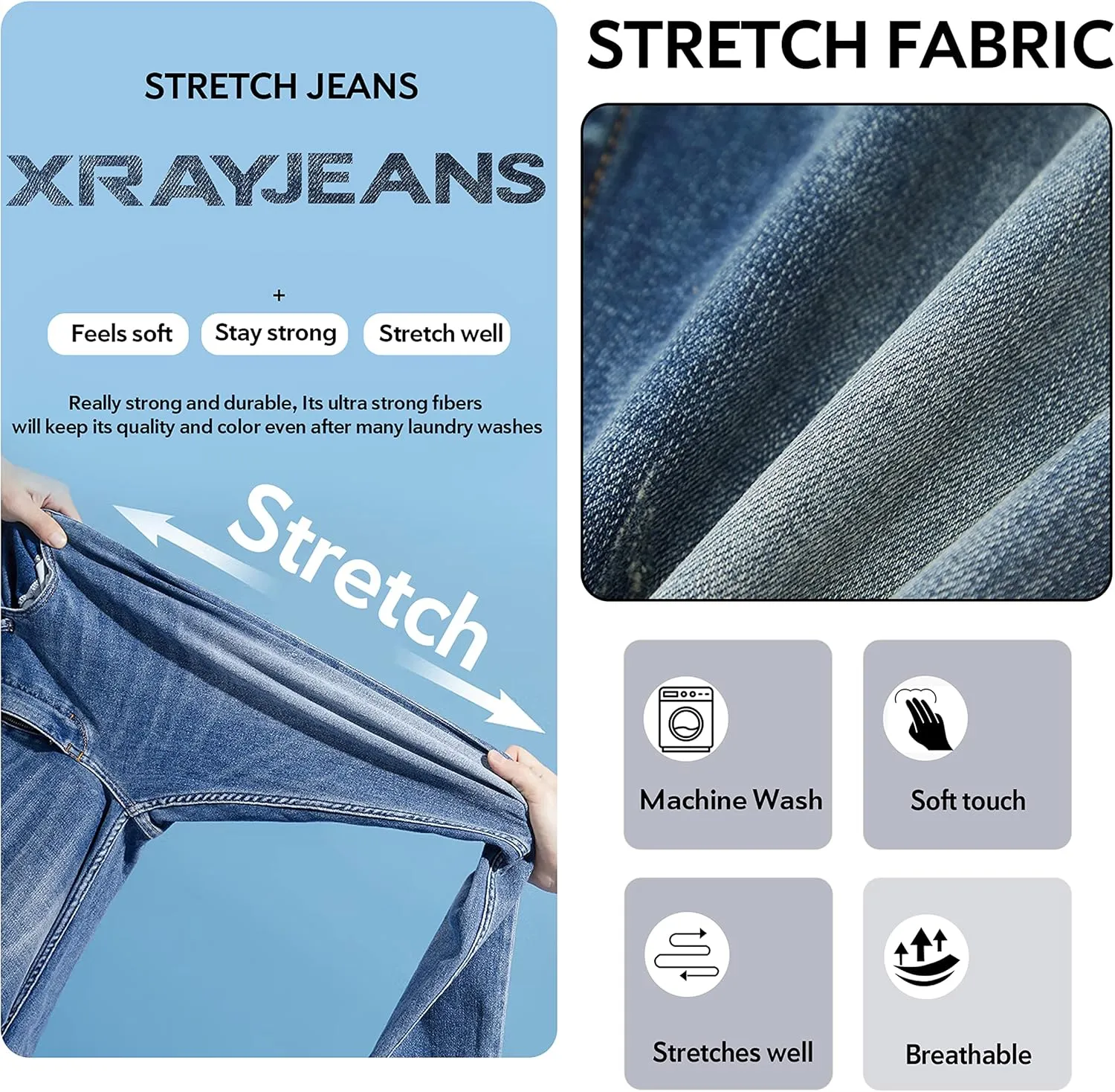 X RAY Boys Distressed Jeans (2T-16), Big Boy & Little Kids Stretch Slim Fit Pants, Ripped Denim Jeans for Boys