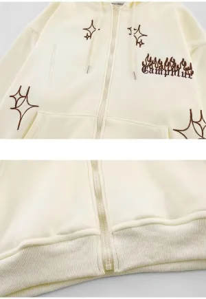 Y2K Hoodie Women Grunge Cross Stars Zip Up Sweatshirt Acubi Emo Oversized Hooded Jacket Harajuku Pullover Alt Clothing